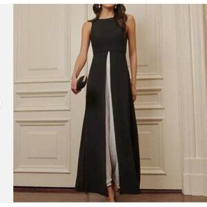 Adrianna Papell Colorblock Jumpsuit Size 8 Black White Elegant Evening Wear